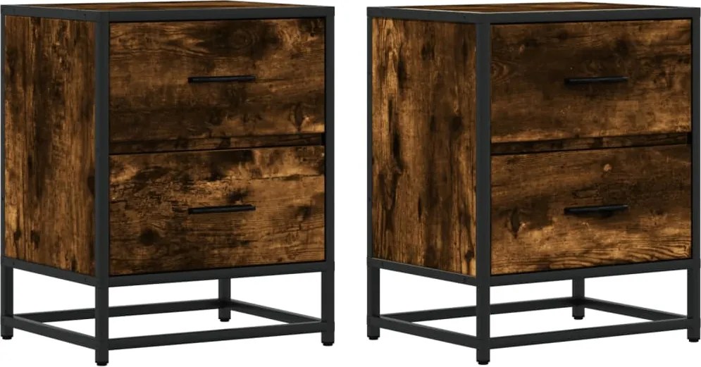 vidaXL Noptiere, 2 buc., stejar fumuriu, 40x31x50 cm, lemn compozit