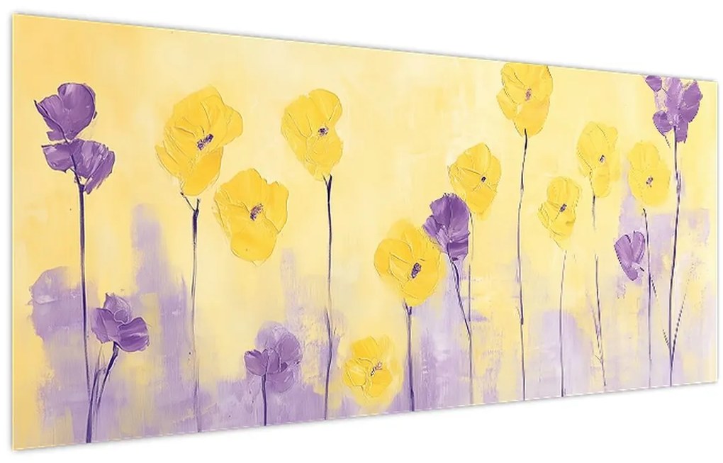 Tablou - Flori mov și galbene (120x50 cm)