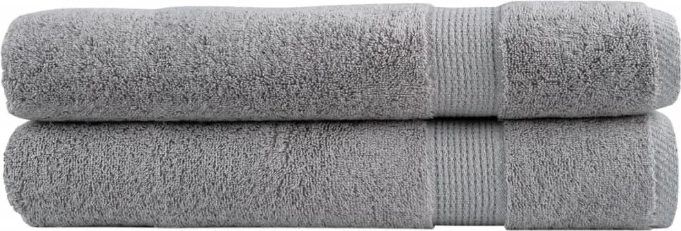 vidaXL Prosoape premium, SOLUND 2 buc gri 100x200cm 600gsm