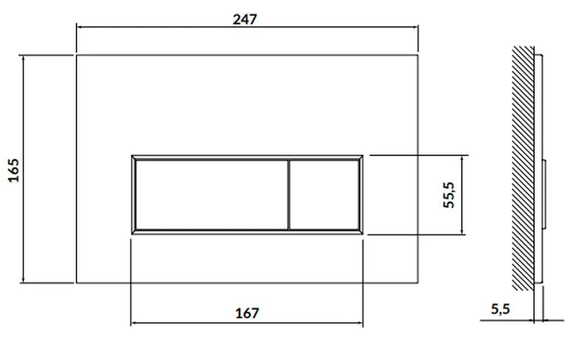 Set vas wc suspendat Larga Square cu capac soft close, rezervor incastrat Tech Line Opti si clapeta crom lucios