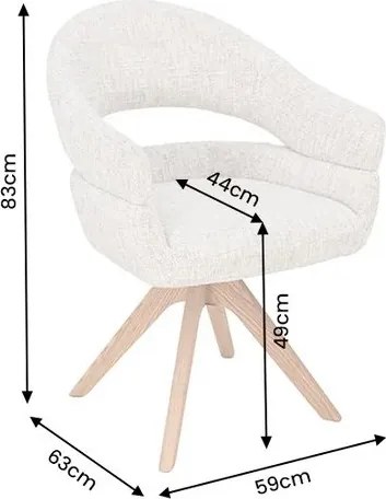 Scaun pivotant, Lemn de stejar, Chenille Bej, ORGANIKO