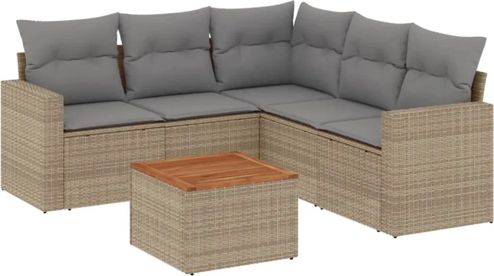 vidaXL Set canapele de grădină cu perne, 6 piese, bej, poliratan