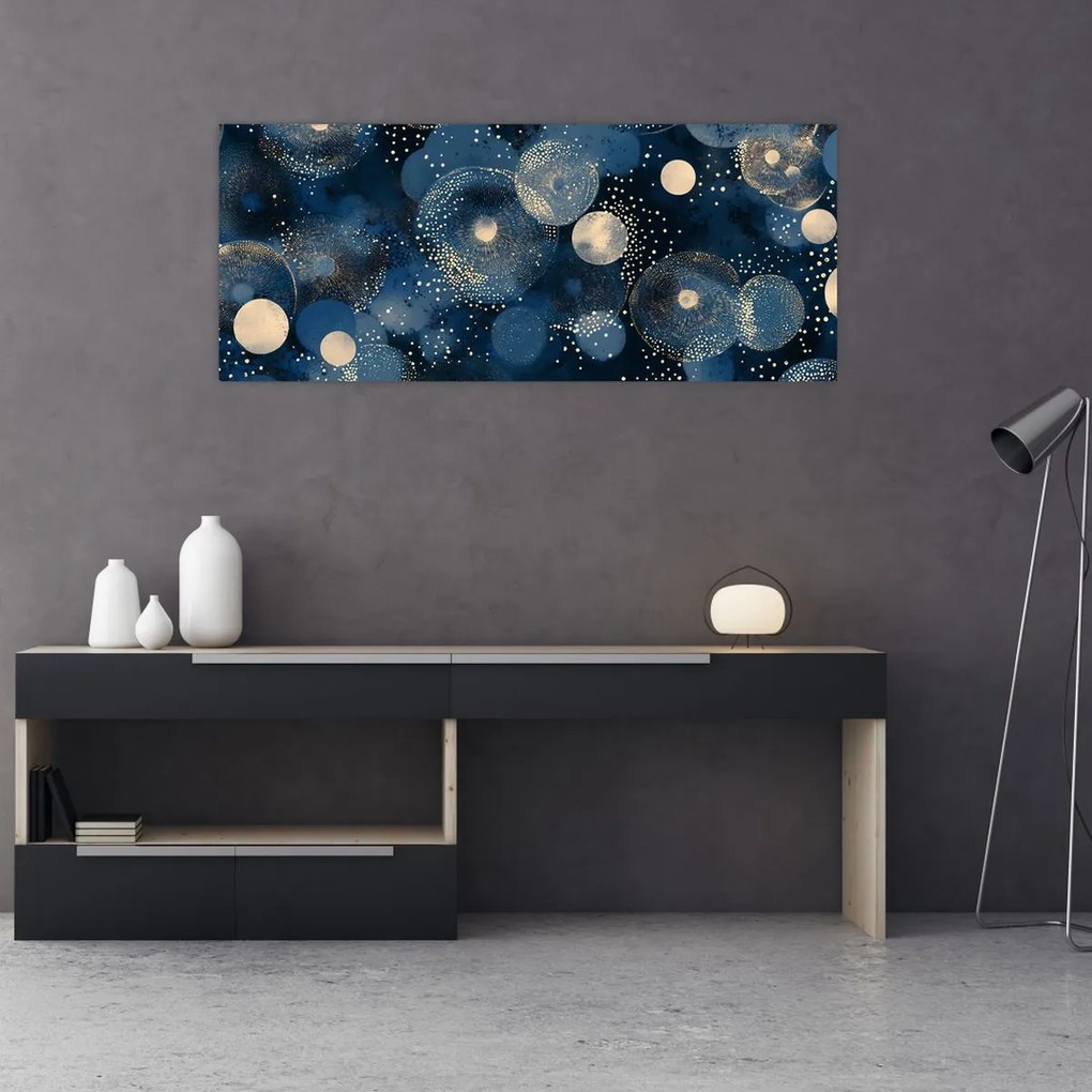 Tablou - Inele Albastru-Aurii (120x50 cm)