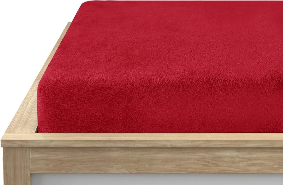 Cearsaf Cocolino microplus cu elastic SOFT 180x200 cm rosu inchis