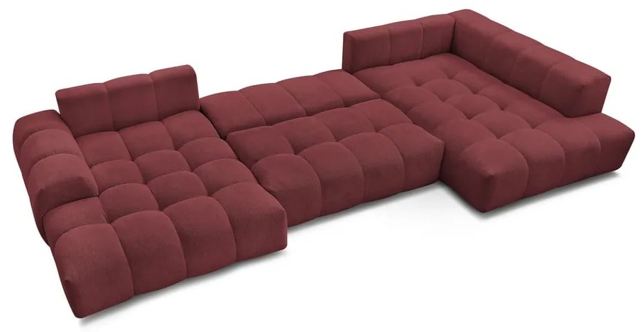 Colțar burgundy extensibil/cu spațiu de depozitare cu tapițerie din chenille (cu colț pe partea dreaptă/în formă de "U") Everest – Bobochic Paris