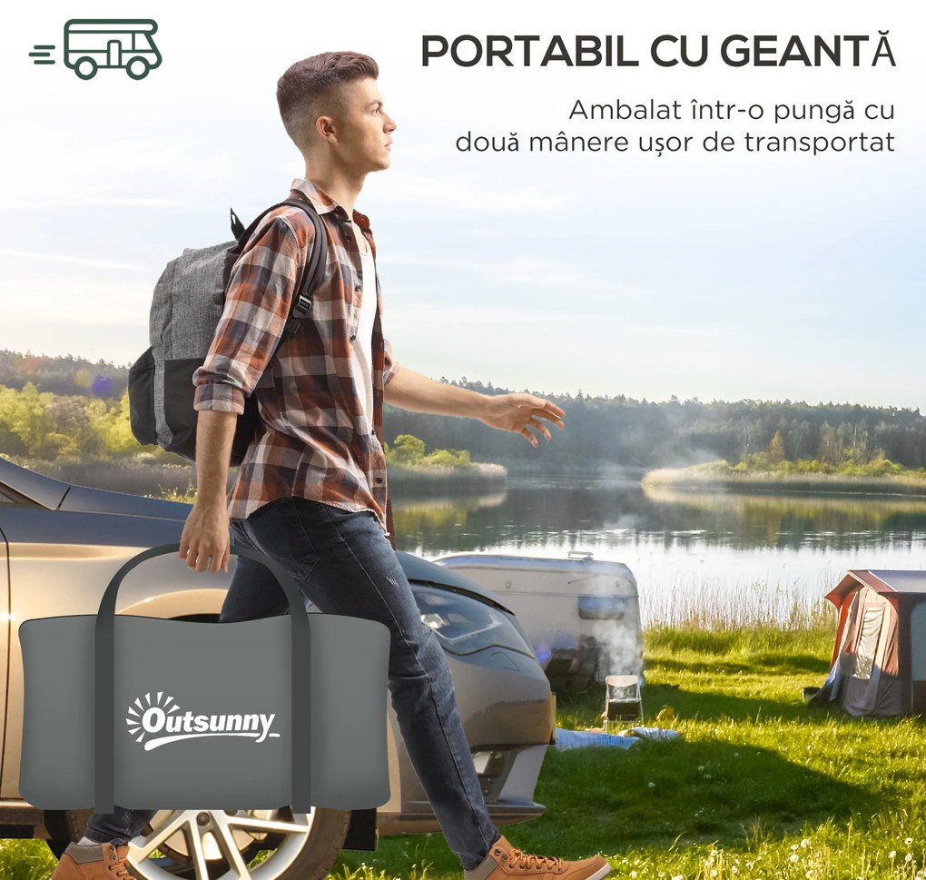 Outsunny Cort de Camping Impermeabil cu 4 Locuri, cu Zonă Separată de Dormit și Living, 460x300x200 cm, Verde | Aosom Romania