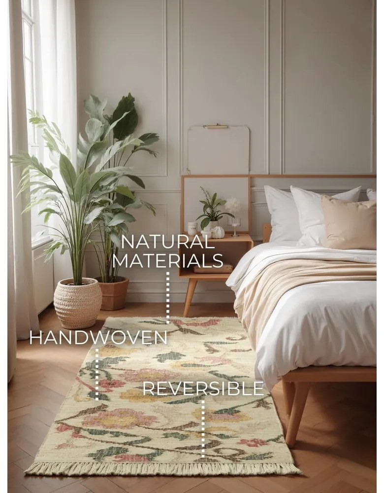 Covor tip traversă crem țesut manual din iută 80x200 cm Roya Violette – Elle Decoration