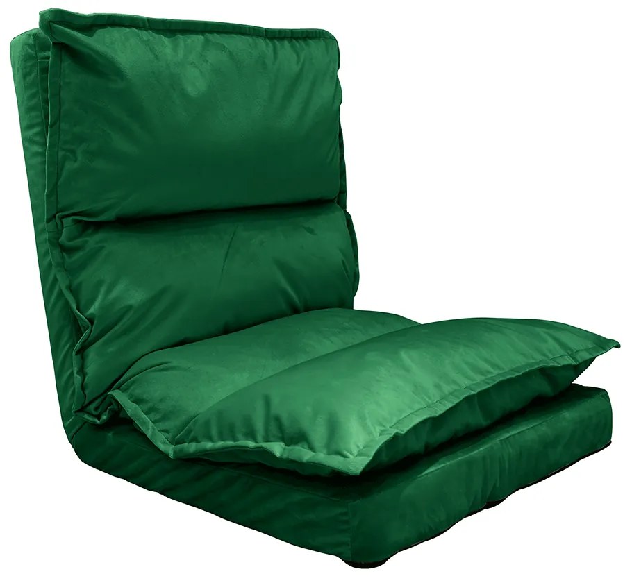 Şezlong pliant pe podea, ţesătură de catifea verde, ULIMA