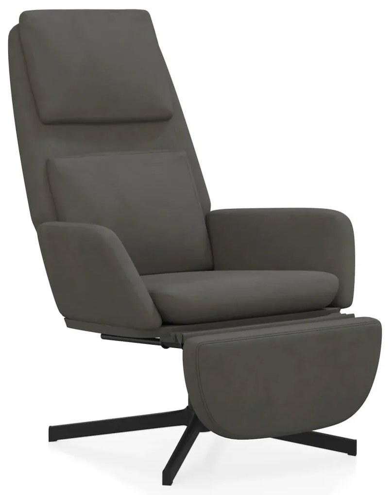 3097810 vidaXL Scaun de relaxare cu taburet, gri închis, catifea