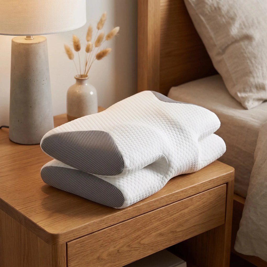 Fata de perna ergonomica Tencel, 60×40×12 cm, Alb