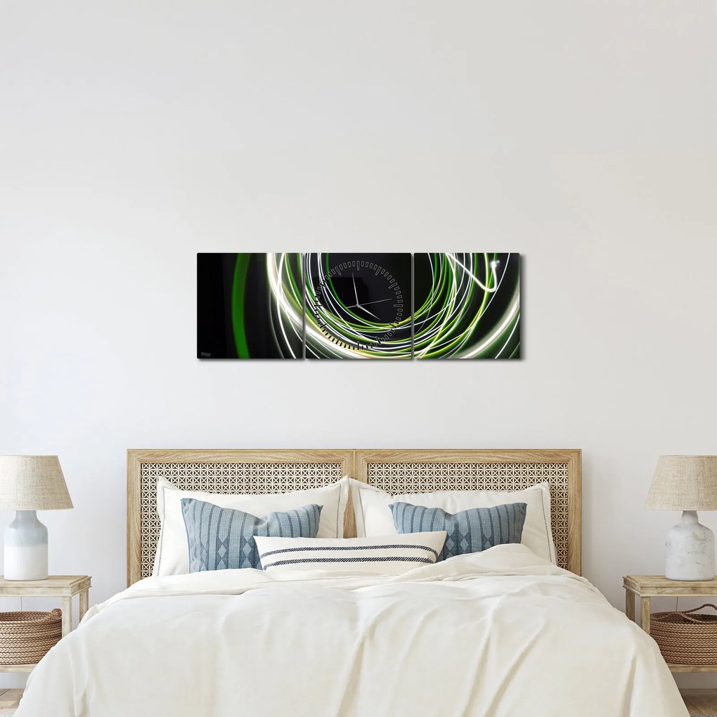 Obraz cu linii verzi (cu ceas) (90x30 cm)