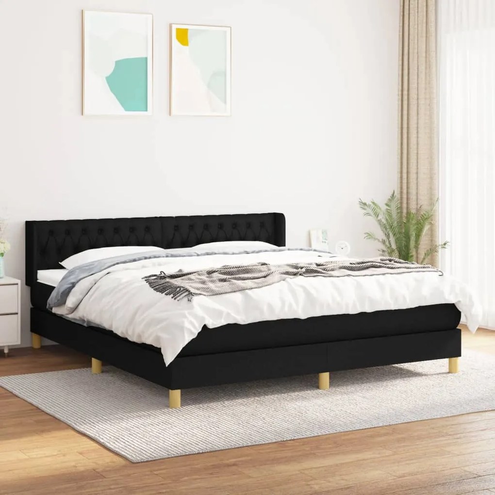 3130531 vidaXL Pat box spring cu saltea, negru, 180x200 cm, catifea