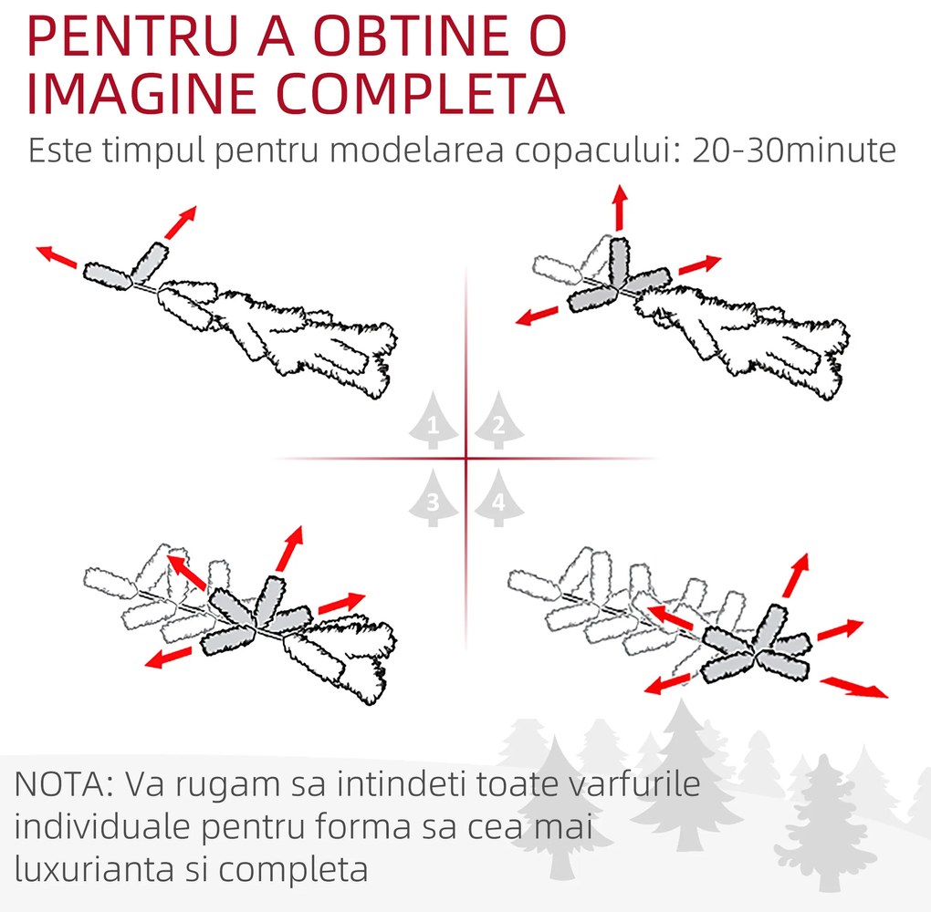 Pom de Craciun Artificial Inalt de 6 ft Tip Creion cu 618 Ramuri Scufundate In Zapada, Deschidere Automata, Baza de Otel, Verde HOMCOM | Aosom Romania