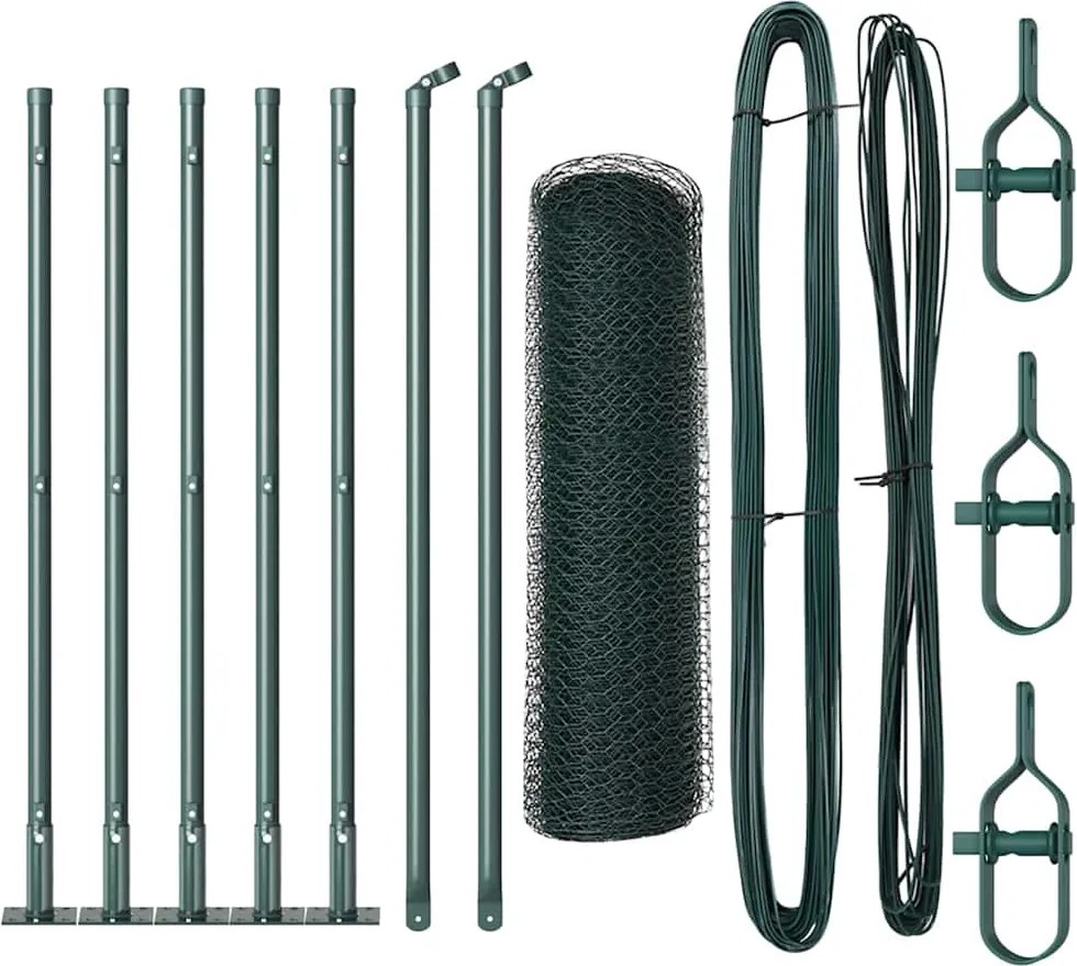 vidaXL Stâlp de gard. Verde 10 x 0,4 m (plasă de 13 mm) Oțel și PVC