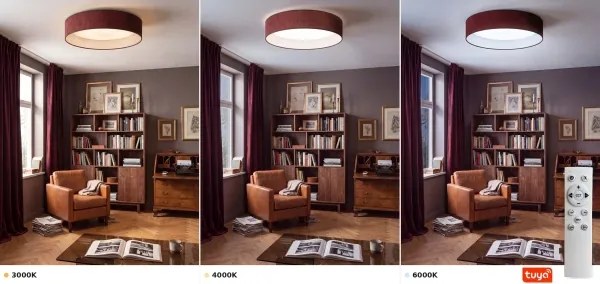 Brilagi - Lampă LED dimabilă VELVET SM. 36W/230V 3000-6000K Ø 55 cm vișinie WT + telecomandă