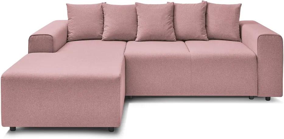 Canapea extensibilă cu extensie pe partea stângă Bobochic Paris Faro, roz deschis