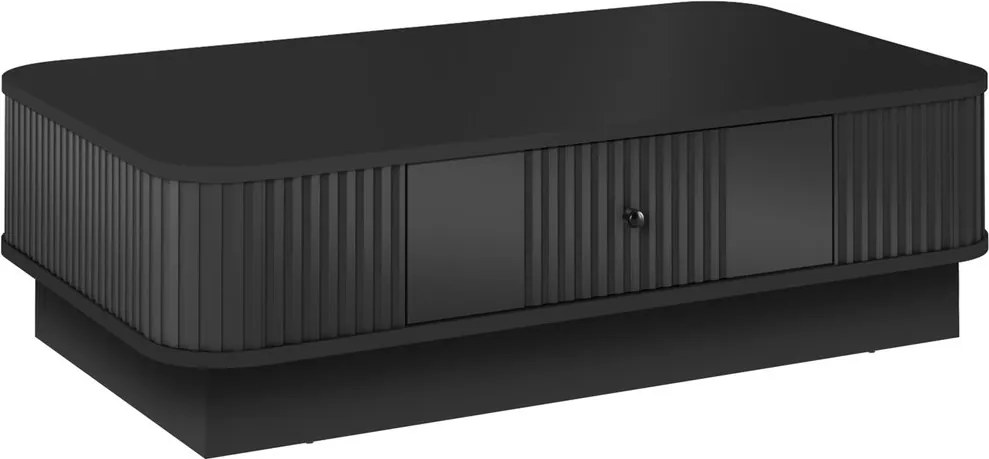 Măsuță de cafea Vesper 103x60 cm cu sertar pe plintă - negru / mâner negru