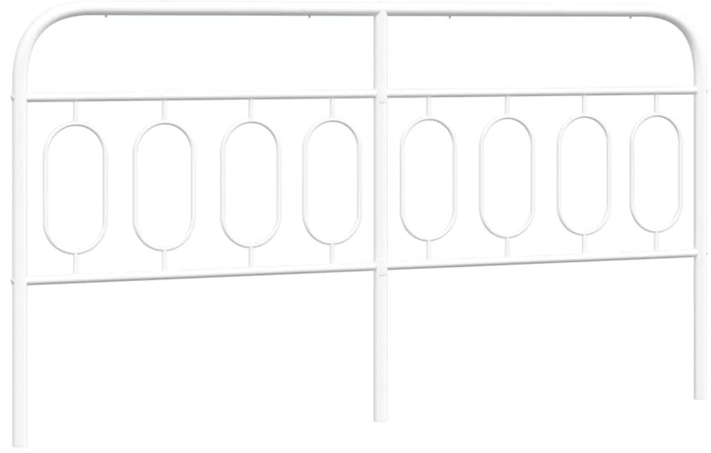 377201 vidaXL Tăblie de pat metalică, alb, 160 cm