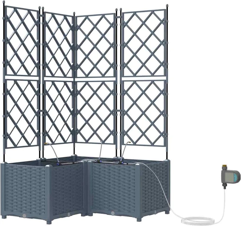 vidaXL Vază pentru Grădină 3 pcs Gri Deschis Oțel