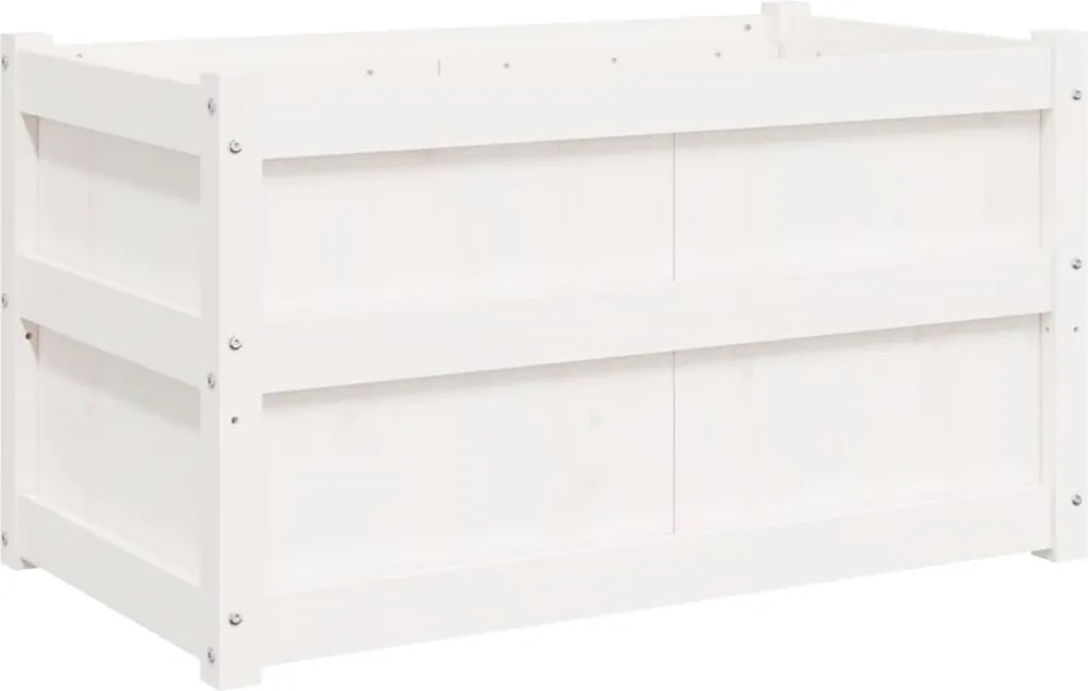 vidaXL Jardinieră de grădină, alb, 90x50x50 cm, lemn masiv de pin