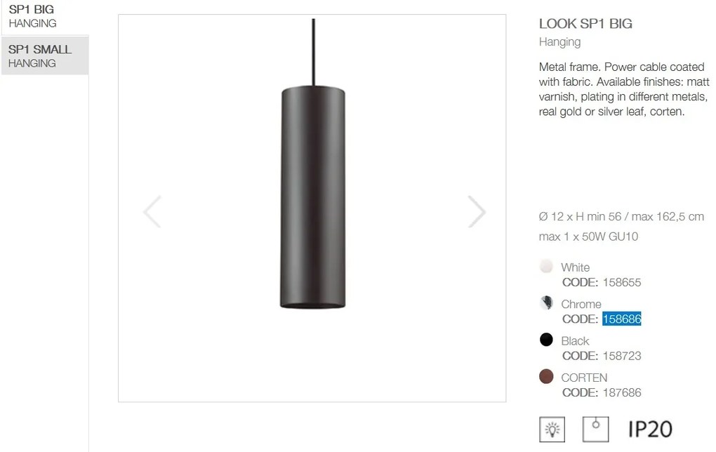 Pendul design modern minimalist LOOK SP1 BIG negru 158723