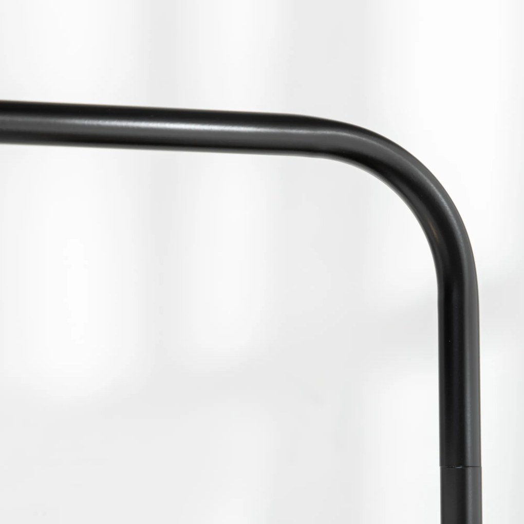Homcom Lampadar Arcuit, Design Modern cu Abajur din Țesătură și Structură din Oțel, 64x38x163.5 cm, Alba și Neagră, pentru Interior | Aosom Romania