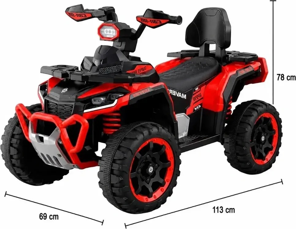 ATV Electric cu acumulator pentru copii NOVOKIDS™ MonsterQuad PRO , Cu melodii si lumini, Lungime 113 cm, 3-8 ani , Max 35 kg , Roti EVA, 12V, 4