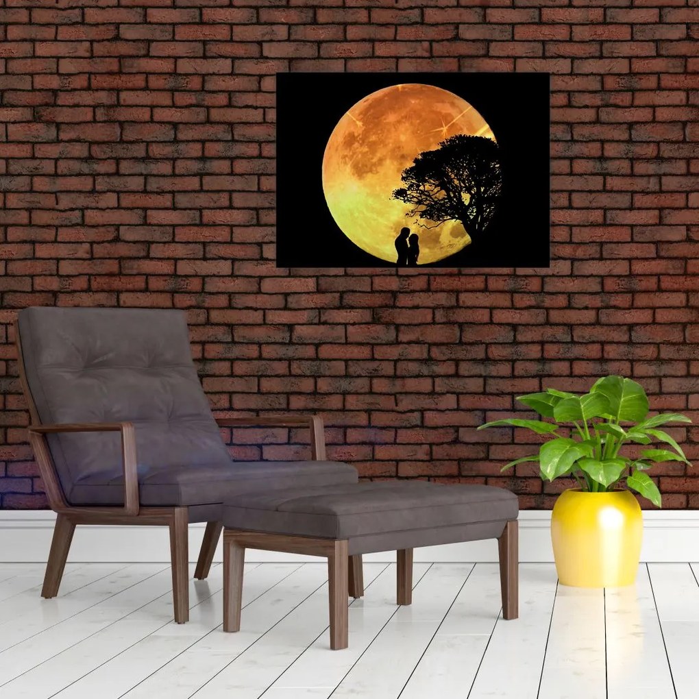 Tablou pe sticlă cu umbre în lumina lunii (70x50 cm)