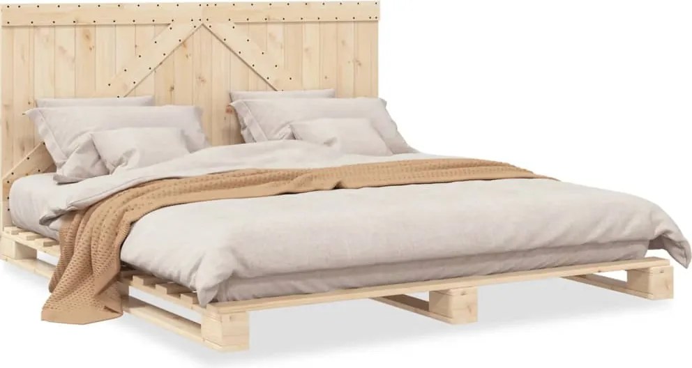 vidaXL Cadru pat cu tăblie 200x200 cm, lemn masiv de pin