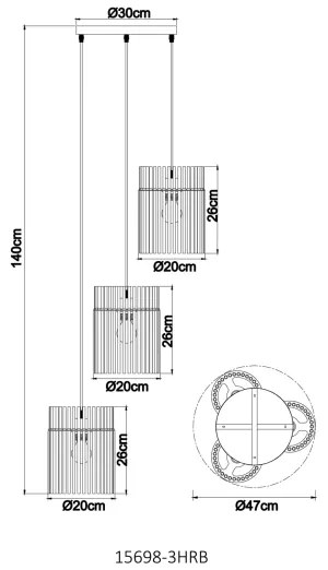 Globo 15698-3HRB - Candelabru suspendat pe cablu GORLEY 3xE27/60W/230V