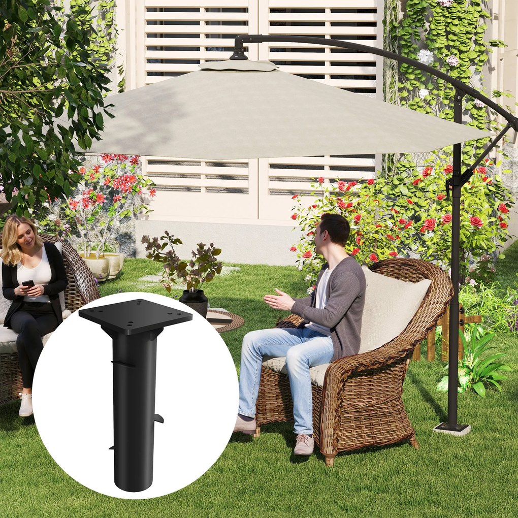 Outsunny Pied de parasol rectangulaire suport pentru umbrelă din metal îngropat pentru terasă piscină 16,5 x 16,5 x 40 cm gri închis | Aosom Romania