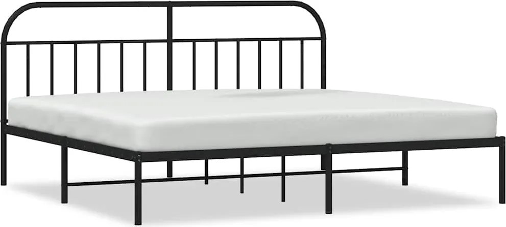 vidaXL Cadru de pat metalic cu tăblie, negru, 193x203 cm