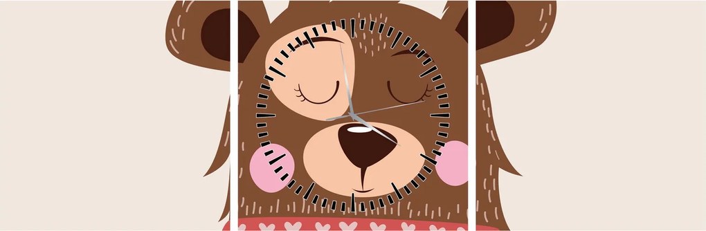 Tablou - Teddy ursuleț cu eșarfă roșie (cu ceas) (90x30 cm)