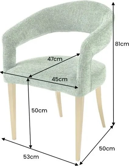 Set 2 scaune, Stofa Structurata, Verde, Metal, Auriu, BOUTIQUE, A-45924 VC