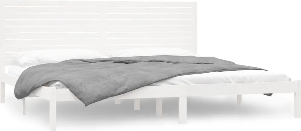 vidaXL Cadru de pat Super King, alb, 180x200 cm, lemn masiv
