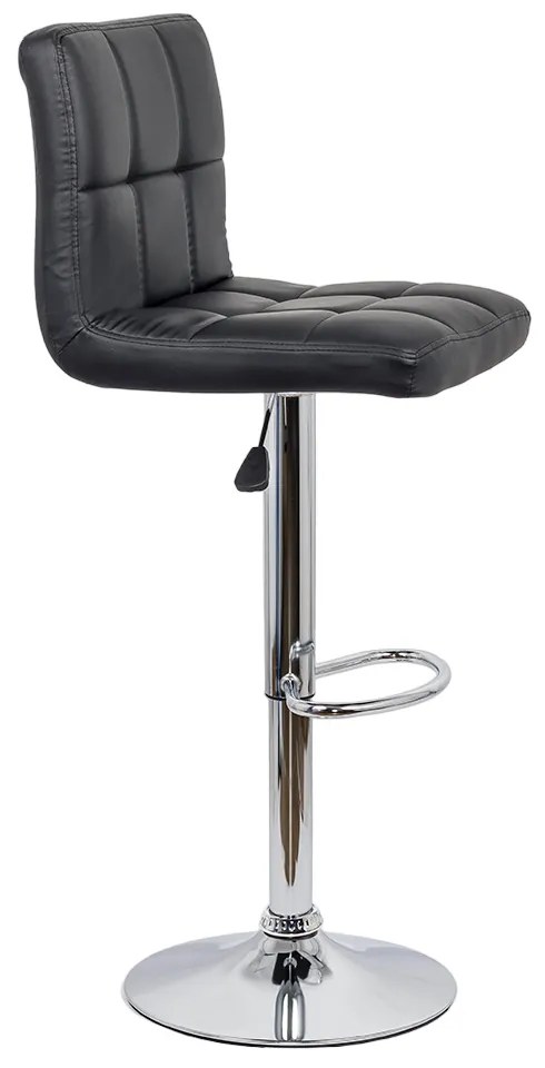 Scaun bar negru rotativ, reglabil pe inaltime, din piele sintetică ABS 191