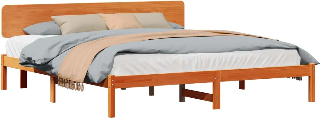 vidaXL Cadru de pat Maroniu cerat 180 x 200 cm Lemn de pin masiv