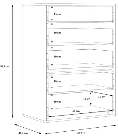 Comoda Stanga Atentivo Stejar Nordic Gri Si Alb Lucios, 70.2 Cm