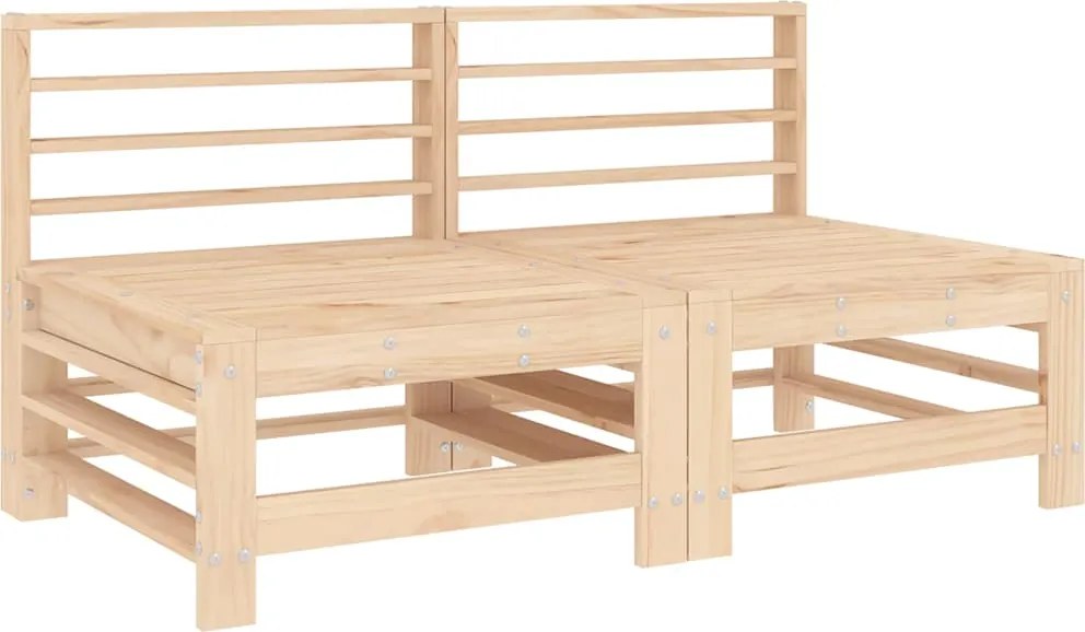 vidaXL Canapele de mijloc pentru grădină, 2 buc., lemn masiv pin