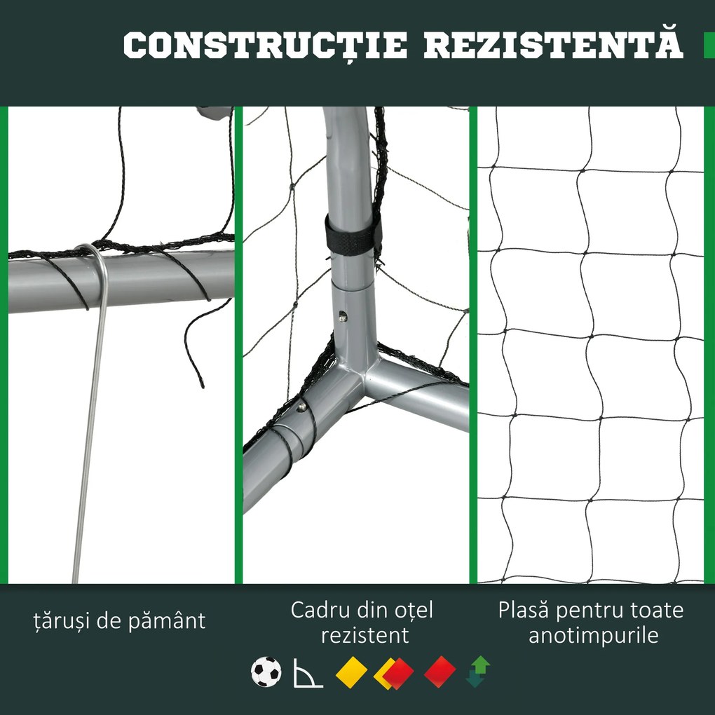 SPORTNOW Poarta de fotbal 6ft x 2ft, Plasa de fotbal pentru gradina cu tarusi de sol, montare rapida si simpla, Poarta pentru antrenament