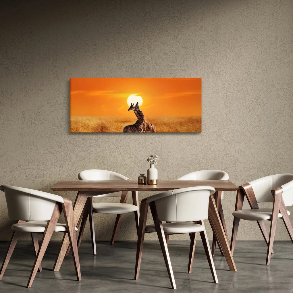 Tablou - Girafe în Parcul Național Serengeti (120x50 cm)