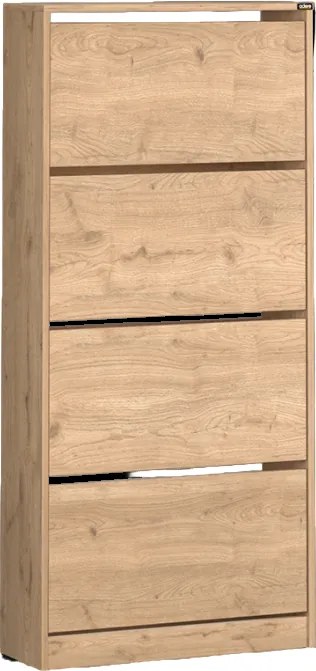 Dulap Pantofi Inalt Adore XL – Pantofar cu Adancime Slim (26 cm) pentru Hol, 4 Compartimente Rabatabile, Capacitate 24 Perechi