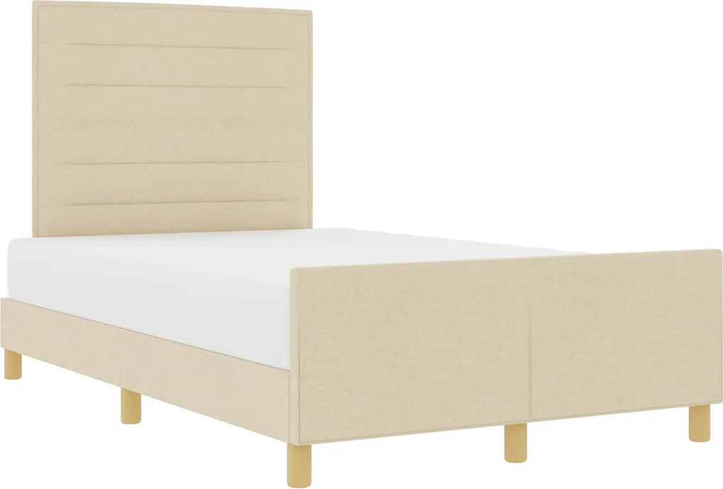 vidaXL Cadru de pat cu headboard Crem 140 x 200 cm țesătură