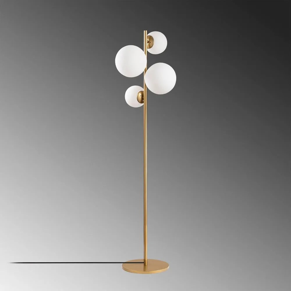 Lampadar auriu cu abajur din sticlă (înălțime 162 cm) Fazli – Opviq lights