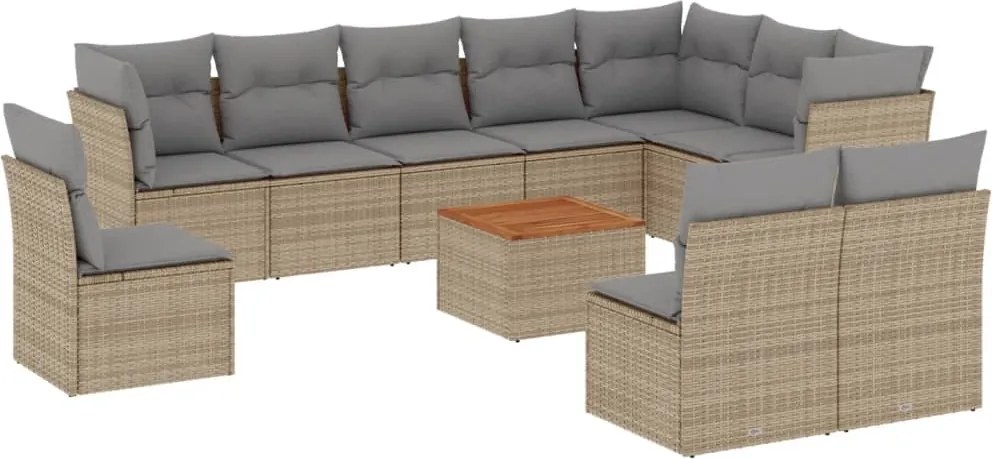 vidaXL Set canapele de grădină cu perne, 11 piese, bej, poliratan