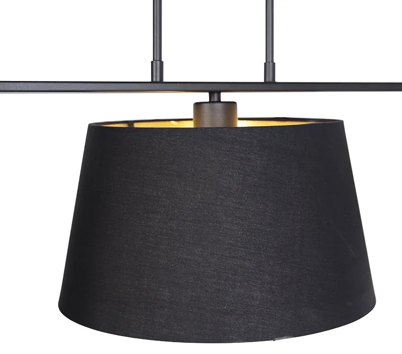 Lampă suspendată cu abajururi din bumbac negru și auriu 32cm - Combi 3 Deluxe