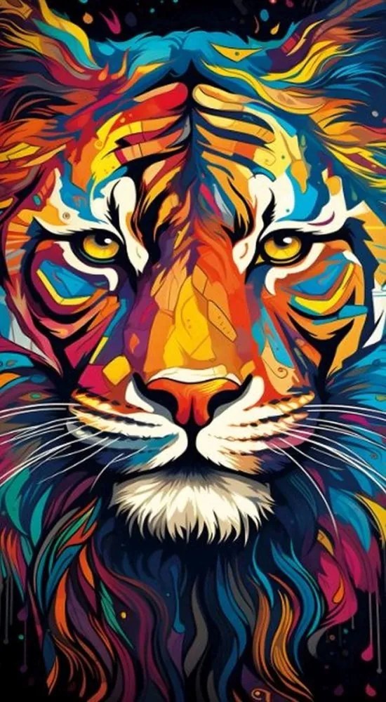 Prosop de plajă tigru colorat - motiv exotic, uscare rapidă 100x180 cm