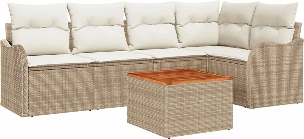 vidaXL Set de canapele pentru grădină 6 pcs Bej și crem poliratan
