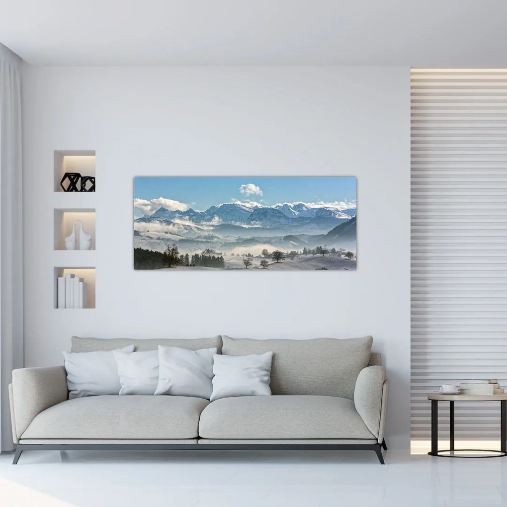 Tablou cu munții înzăpeziți (120x50 cm)