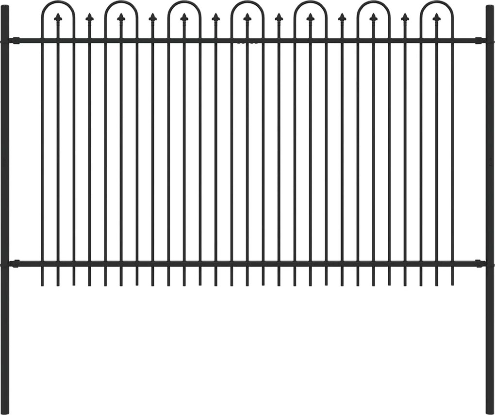vidaXL Gard Arcuș cu Vârfuri Negru 200 x 130 cm